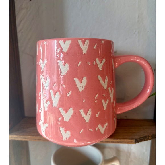 Thyme & Table Other - Thyme & Table Coral Pink Stoneware Heart Coffee Mug Microwave Dishwasher Safe